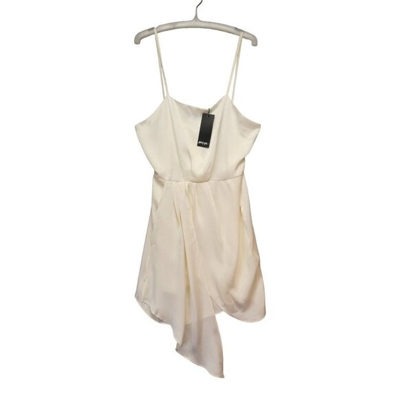 NWT Nasty Gal Satin Drape Mini Dress Size‎ 10 Ivory One Satin A Million - Picture 4 of 12